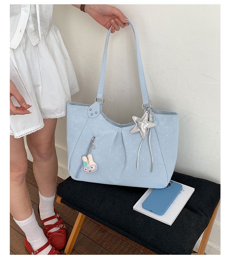 Polka Dot Tote Bag, Stylish Pu Leather Shoulder Bag For Women_voghion.com
