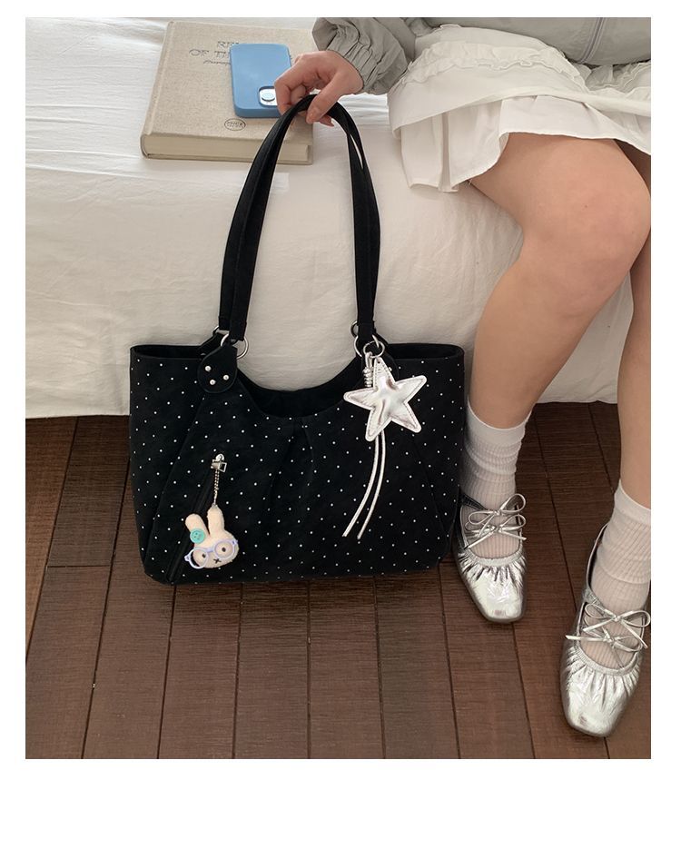 Polka Dot Tote Bag, Stylish Pu Leather Shoulder Bag For Women_voghion.com