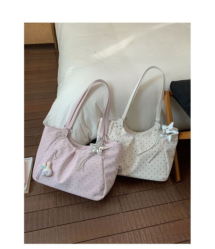 Polka Dot Tote Bag, Stylish Pu Leather Shoulder Bag For Women_voghion.com