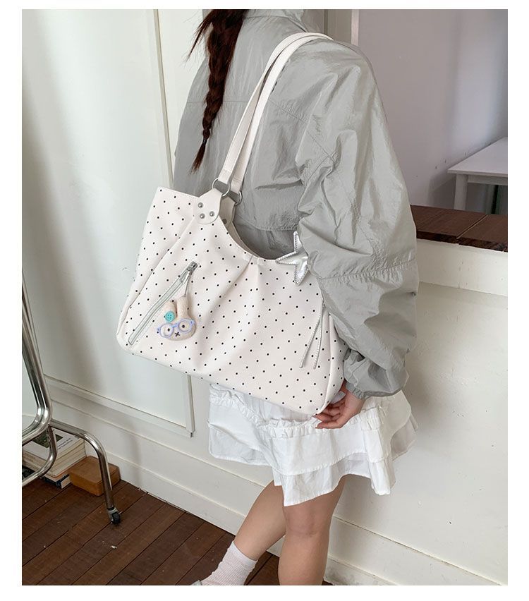 Polka Dot Tote Bag, Stylish Pu Leather Shoulder Bag For Women_voghion.com