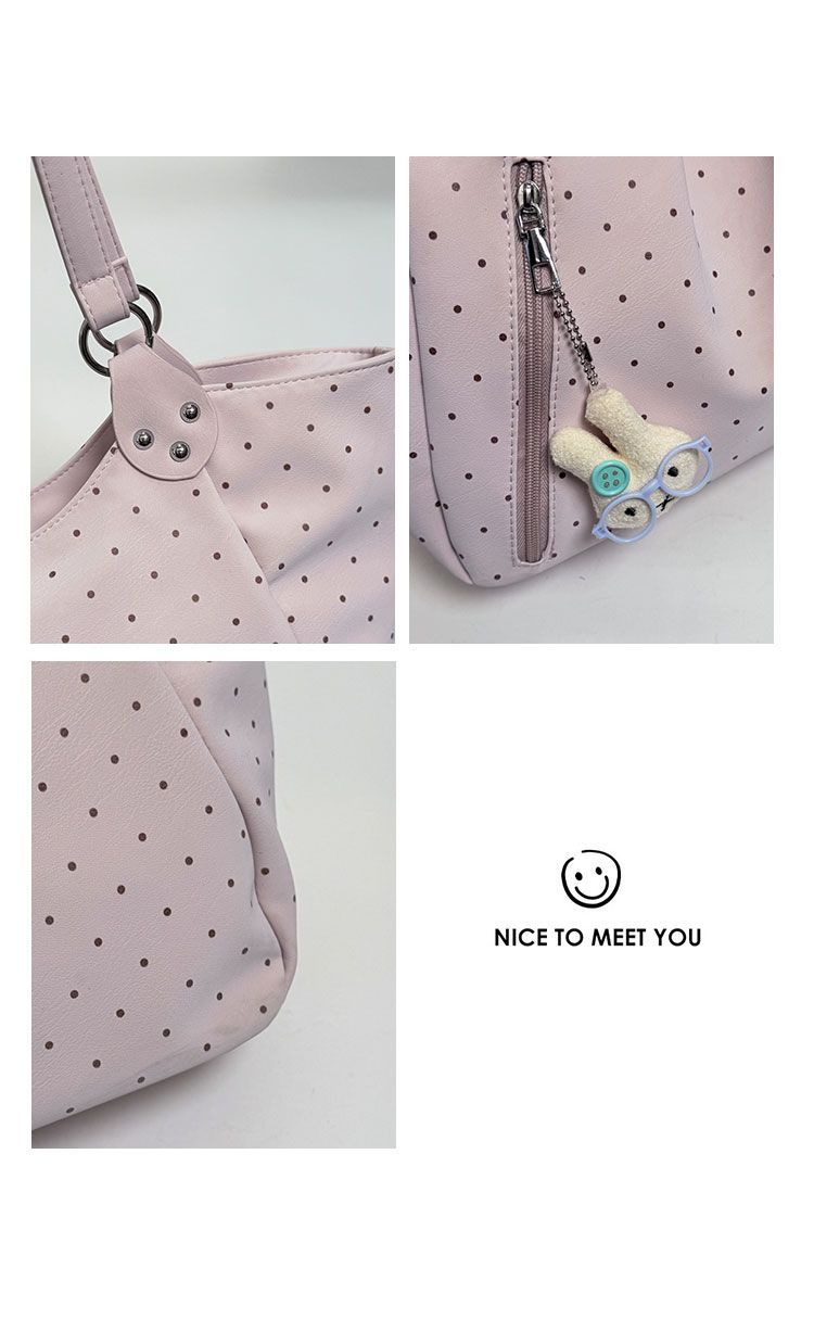 Polka Dot Tote Bag, Stylish Pu Leather Shoulder Bag For Women_voghion.com