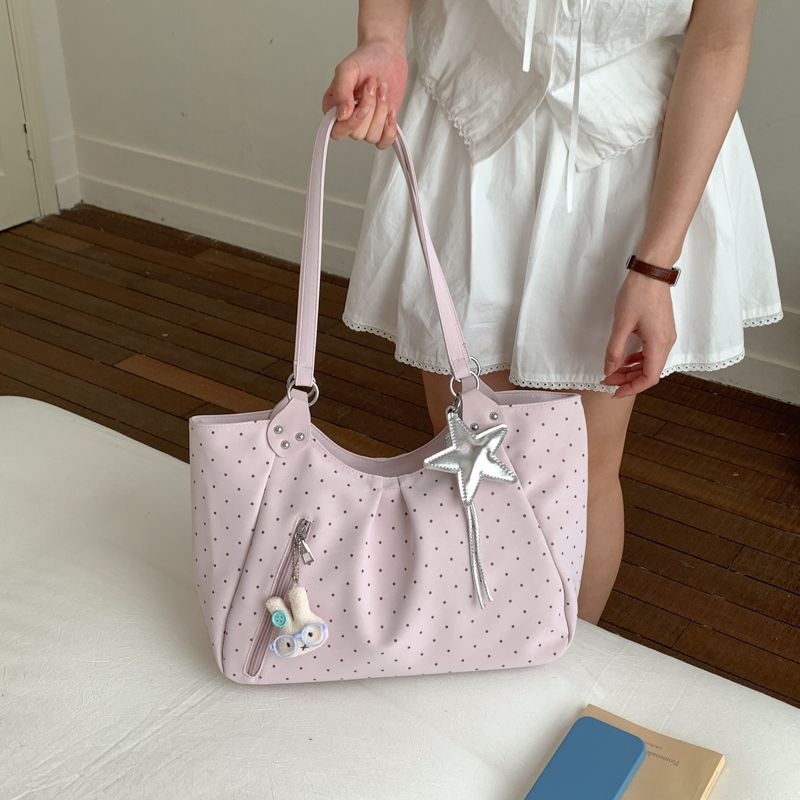 Polka Dot Tote Bag, Stylish Pu Leather Shoulder Bag For Women_voghion.com