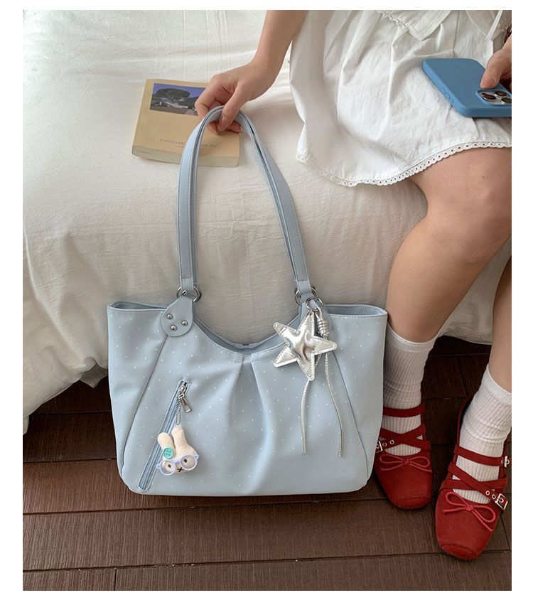 Polka Dot Tote Bag, Stylish Pu Leather Shoulder Bag For Women_voghion.com