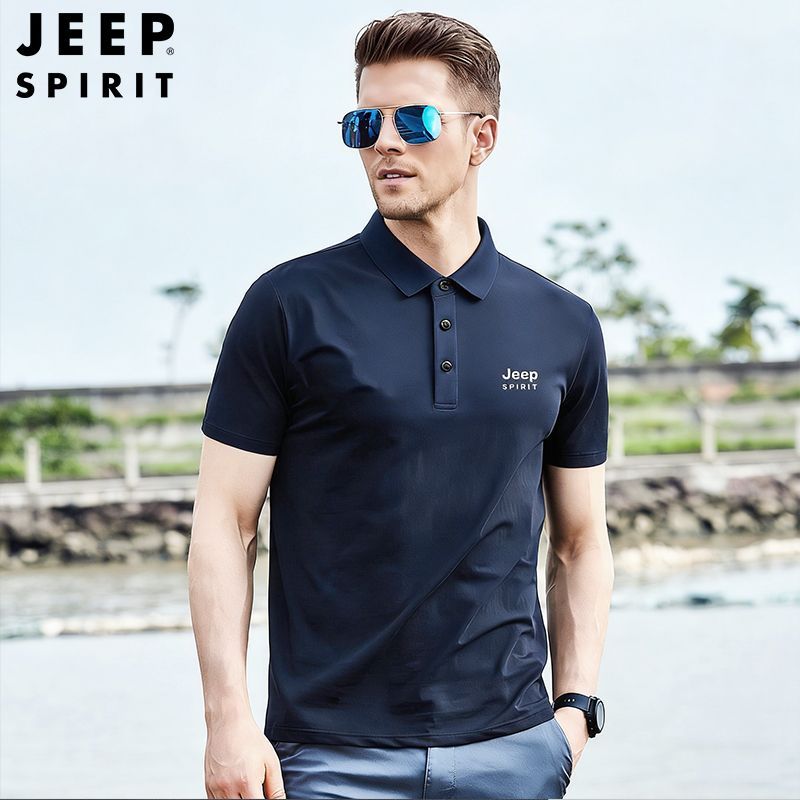 【国际一线大牌吉普】JEEPSPIRIT短袖POLO衫男刺绣珠地棉夏季翻领