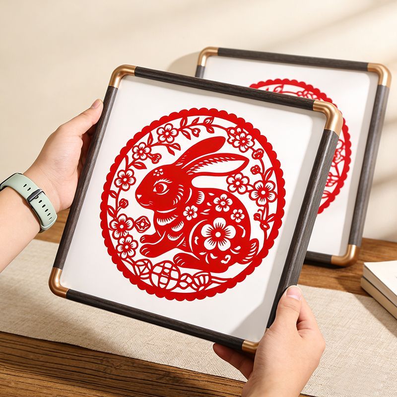 A4剪纸装裱框 国风非遗画框框 摆台挂墙画框 窗花展示空框 图片 4