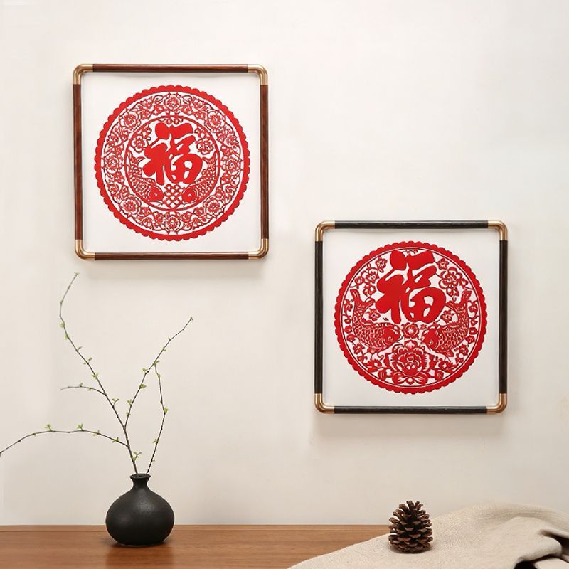 A4剪纸装裱框 国风非遗画框框 摆台挂墙画框 窗花展示空框 图片 3