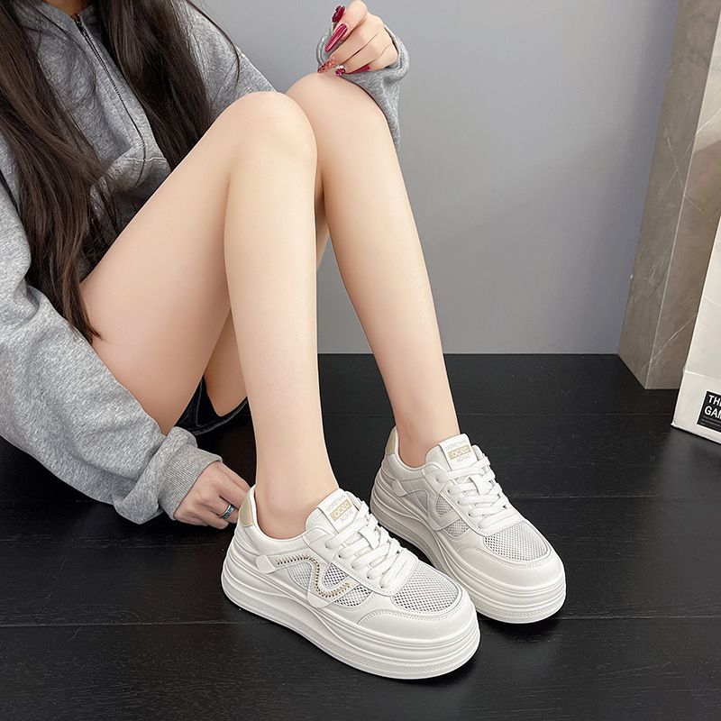 Ultra-light White Breathable Mesh Shoes, Thick-soled Sneakers, Casual For Women, Summer 2026 New Versatile_vogvips.com