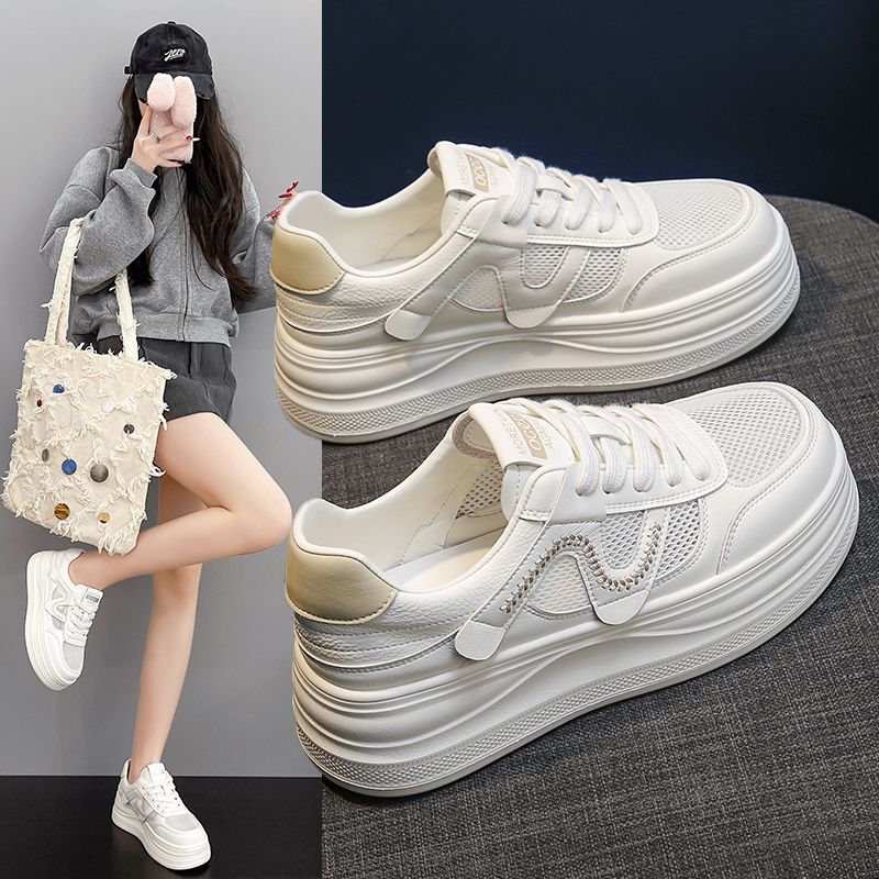 Ultra-light White Breathable Mesh Shoes, Thick-soled Sneakers, Casual For Women, Summer 2026 New Versatile_vogvips.com