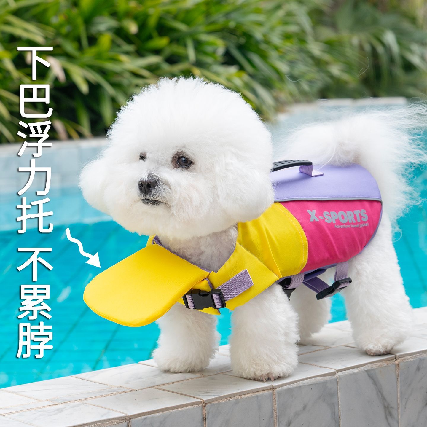 小狗泳衣救生衣户外玩水安全高浮力可牵引拼色小型犬泰迪宠物7689