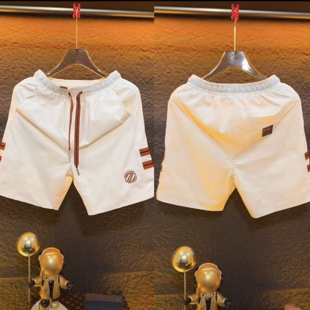 2026 New Light Luxury Fashion Trend Men's Casual Shorts Summer Sports White Breathable Loose Pants_viptrois.com