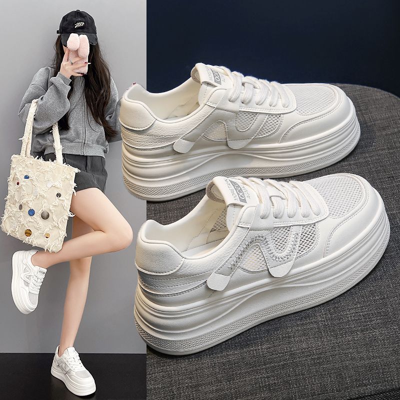 Ultra-light White Breathable Mesh Shoes, Thick-soled Sneakers, Casual For Women, Summer 2026 New Versatile_vogvips.com