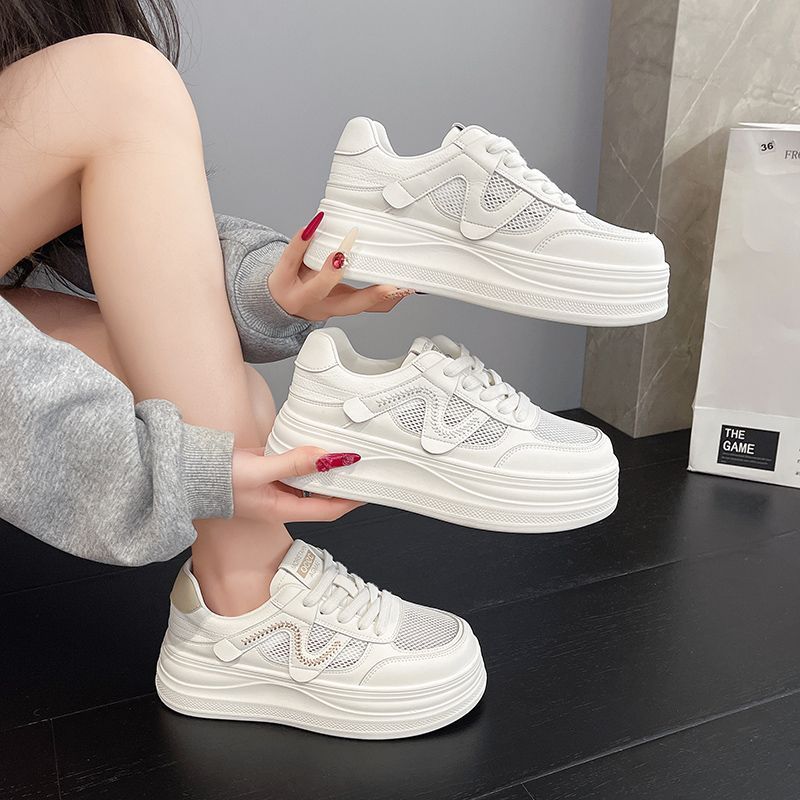 Ultra-light White Breathable Mesh Shoes, Thick-soled Sneakers, Casual For Women, Summer 2026 New Versatile_vogvips.com