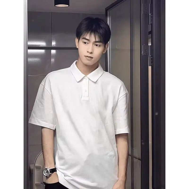 翻领男士POLOpolo短袖T恤夏季纯色新款薄款宽松商务上衣半袖