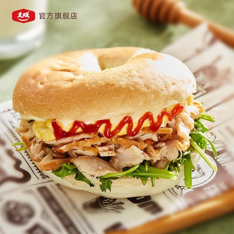 大成烟熏鸡胸肉片1000G冷冻半成品香薰风味烘焙商用非代餐三明治 图片 8