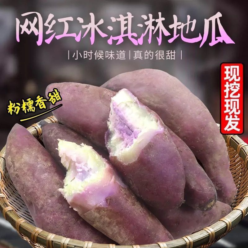 广东一点红新鲜正宗冰淇淋番薯沙地紫心板栗香甜红薯花心地瓜现挖 图片 7