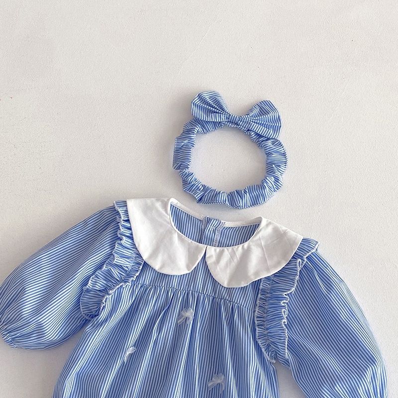 Mädchen Langarm Kleid Gestreiftes Freizeitkleid Für Den Herbst_voghion.com