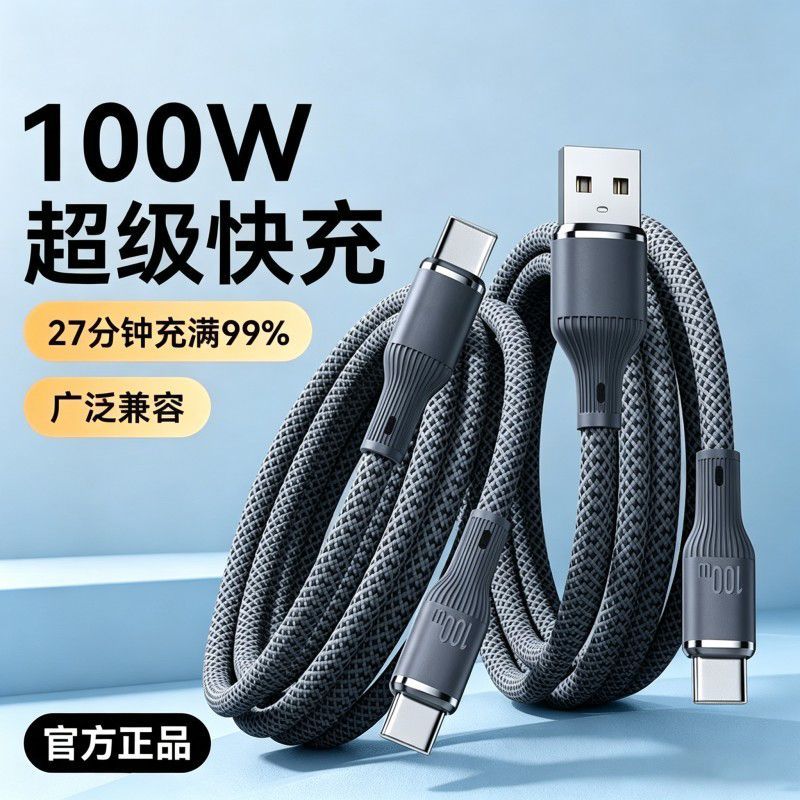 钨金编织100W超级快充电线适用vivo
