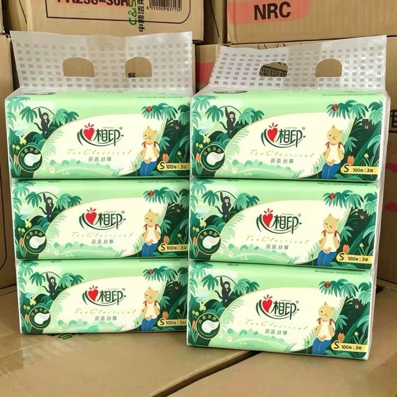 DT15100心相印茶语软抽3层100抽18包装