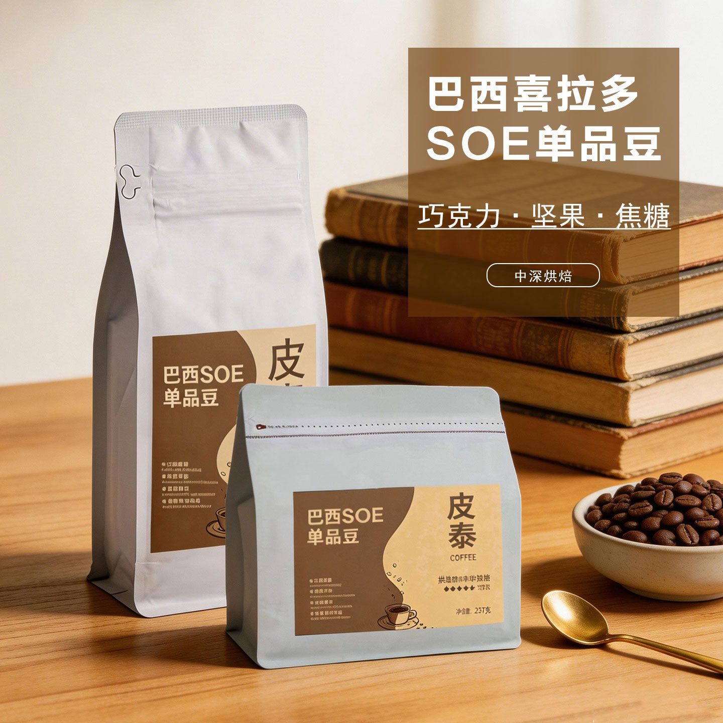 皮泰|巴西SOE日晒意式浓缩中深烘焙喜拉多单一产区醇香浓郁咖啡豆
