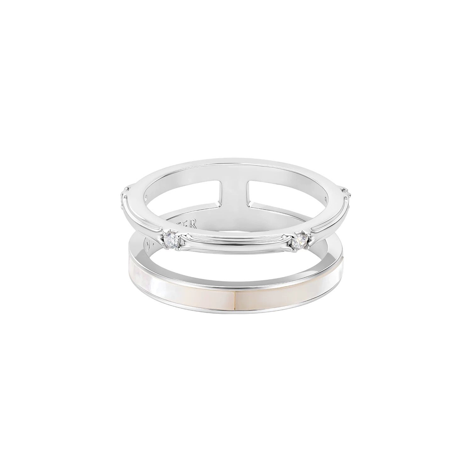 Anello doppio da donna Sanhong Jewelry in smalto, stile classico, lusso e design vintage francese._voghion.com