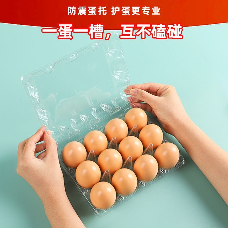 批发塑料鸡蛋托透明防摔商超市外卖农场团购一次性鸡蛋包装盒加厚 图片 6