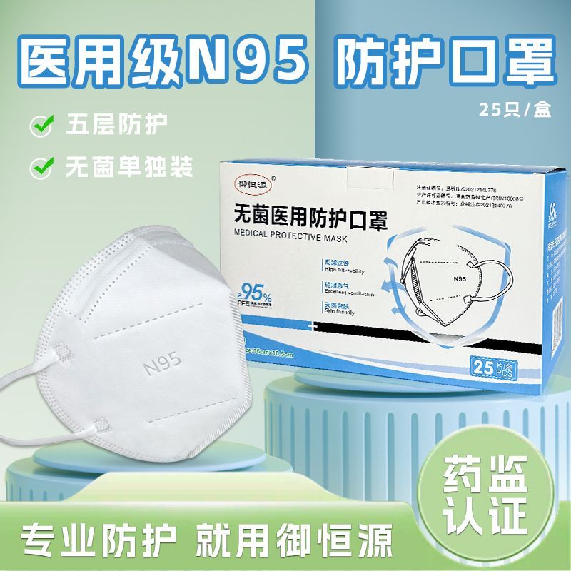 N95医疗防护口罩医护级专用正规独立包装灭菌级五层防护防病毒