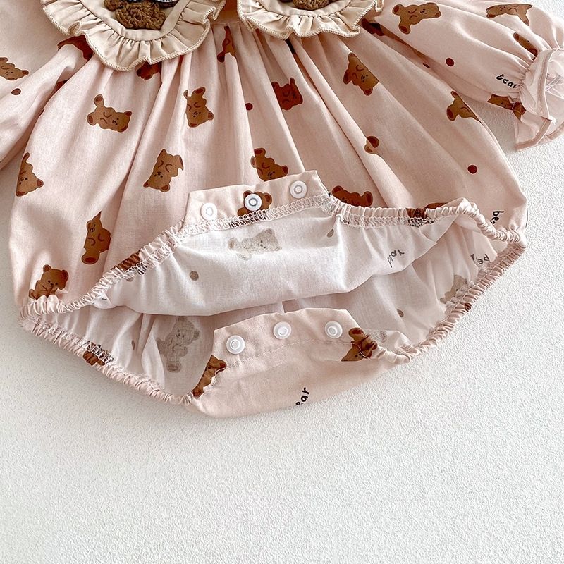 Langarm Baby Mädchen Romper Kleid Mit Rüschen Und Kragen_voghion.com