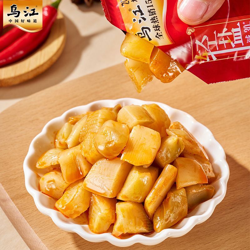 乌江榨菜麻辣脆口榨菜芯/鲜脆榨菜丝30g*10袋休闲下饭菜咸菜 图片 9
