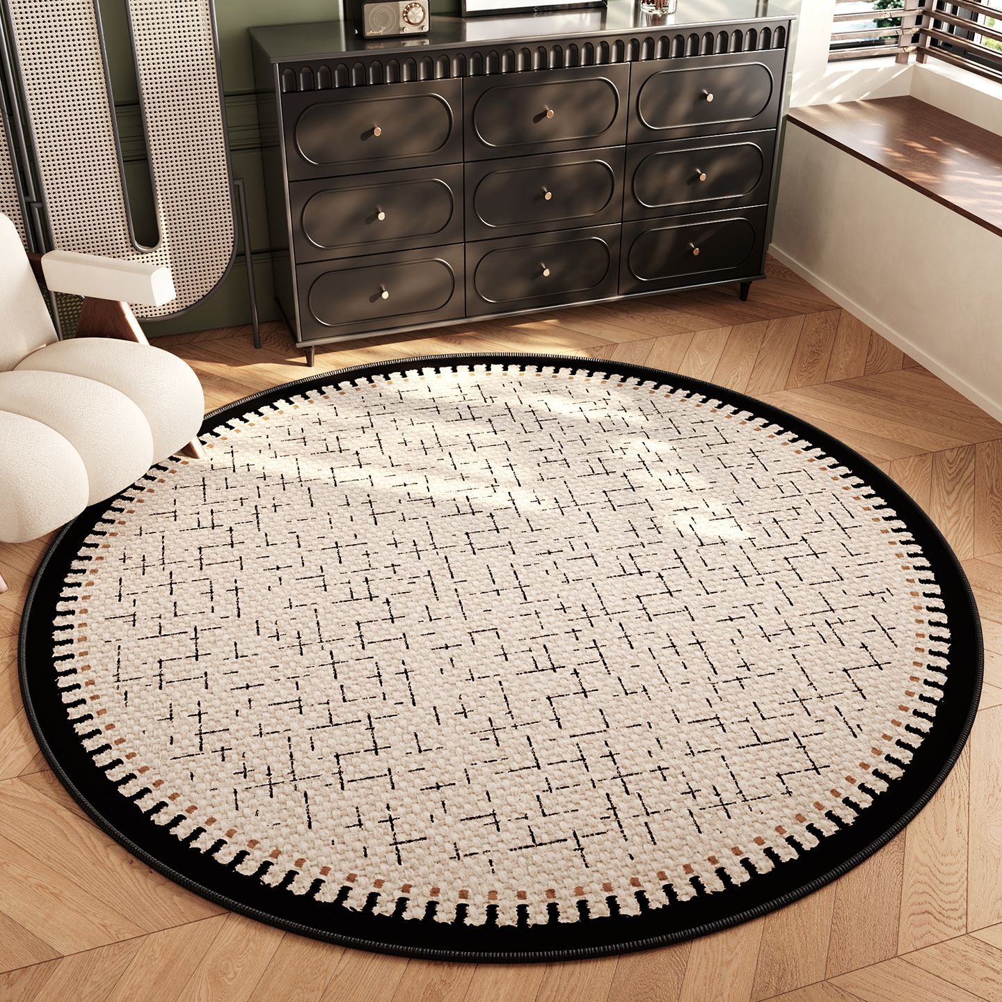 Round Rug, Simple, Water-absorbent, Non-slip Floor Mat, Solid Color, Stain-resistant, Wear-resistant Mat For Bedroom,_voghion.com