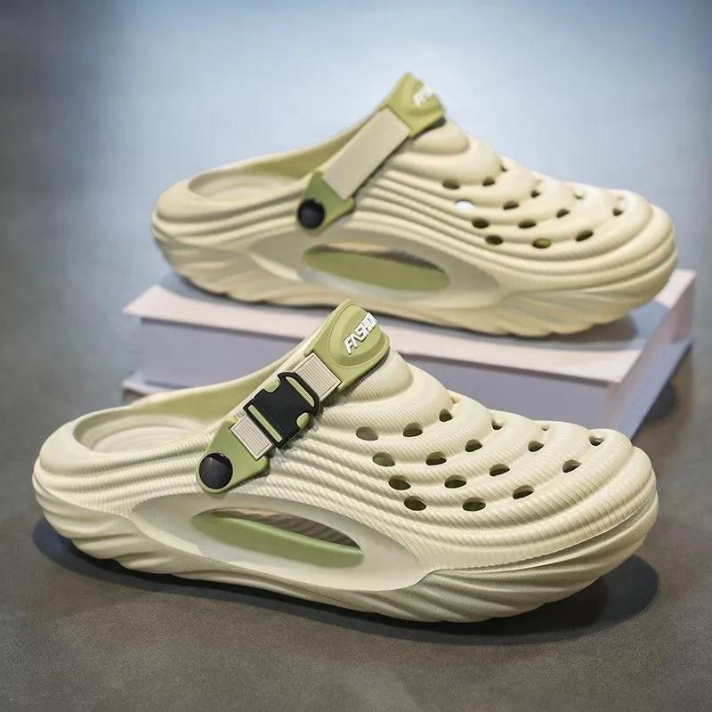 Beach Sandals With A Comfortable Cushioned Feel, Summer Sports Clogs Couples, Closed-toe Slippers For Outdoor Wear,_voghion.com