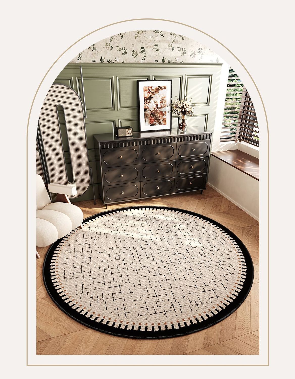 Round Rug For Bedroom Water-absorbent Non-slip Solid Color Mat_voghion.com
