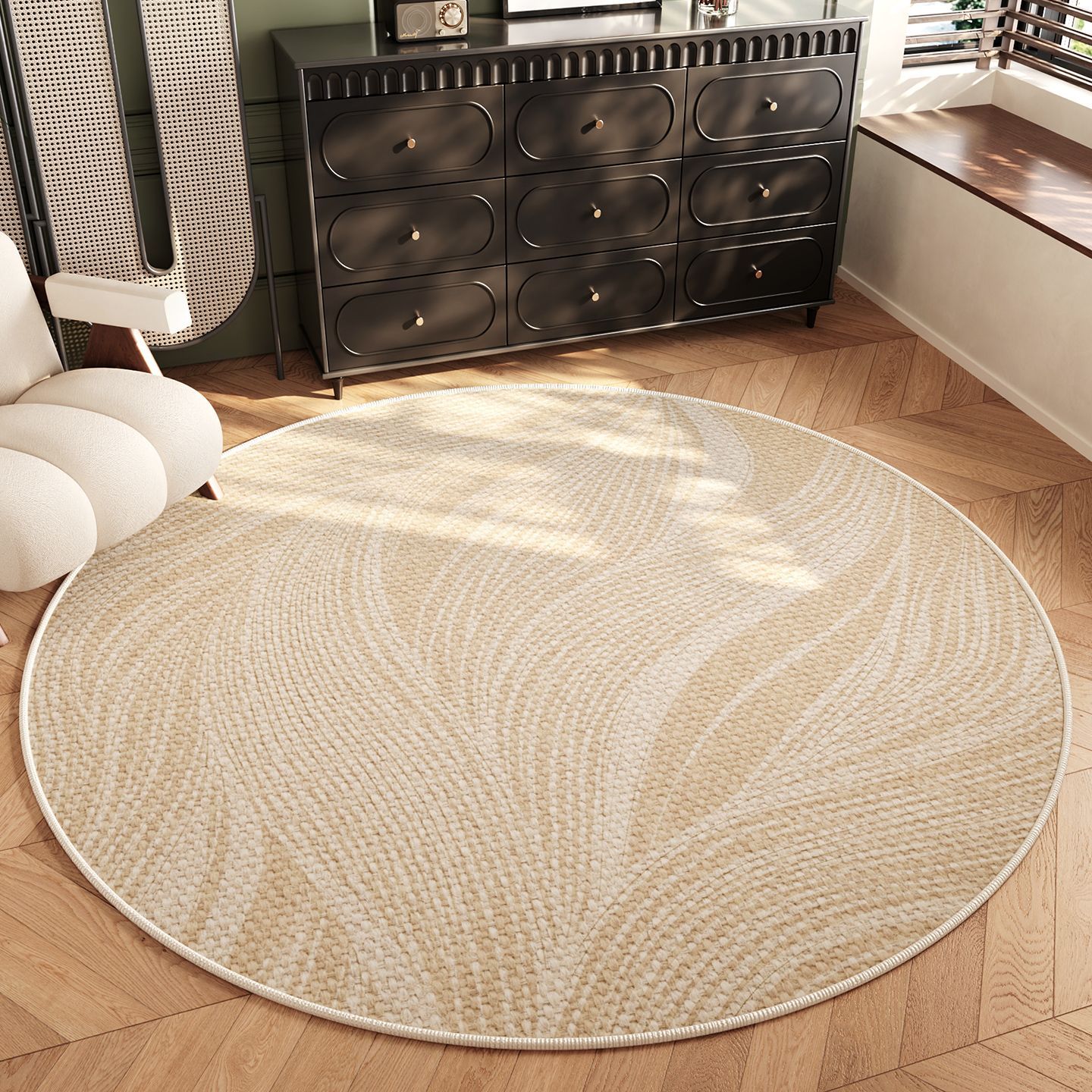 Round Rug, Simple, Water-absorbent, Non-slip Floor Mat, Solid Color, Stain-resistant, Wear-resistant Mat For Bedroom,_voghion.com