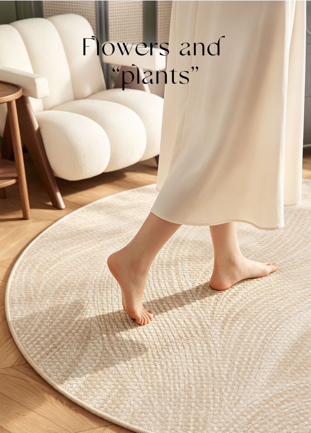 Round Rug For Bedroom Water-absorbent Non-slip Solid Color Mat_voghion.com