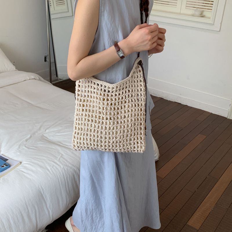 Vacation Beach Straw Woven Casual Simple Commuter Tote Bag, Women's Large-capacity Handbag, New Style_voghion.com