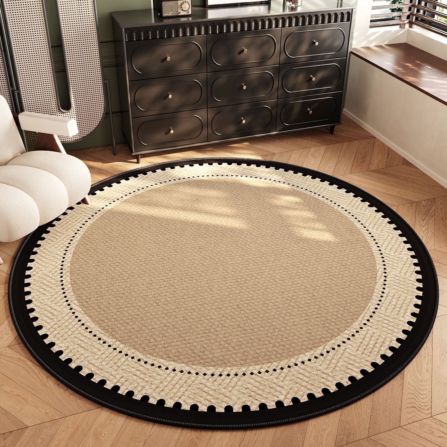 Round Rug, Simple, Water-absorbent, Non-slip Floor Mat, Solid Color, Stain-resistant, Wear-resistant Mat For Bedroom,_voghion.com