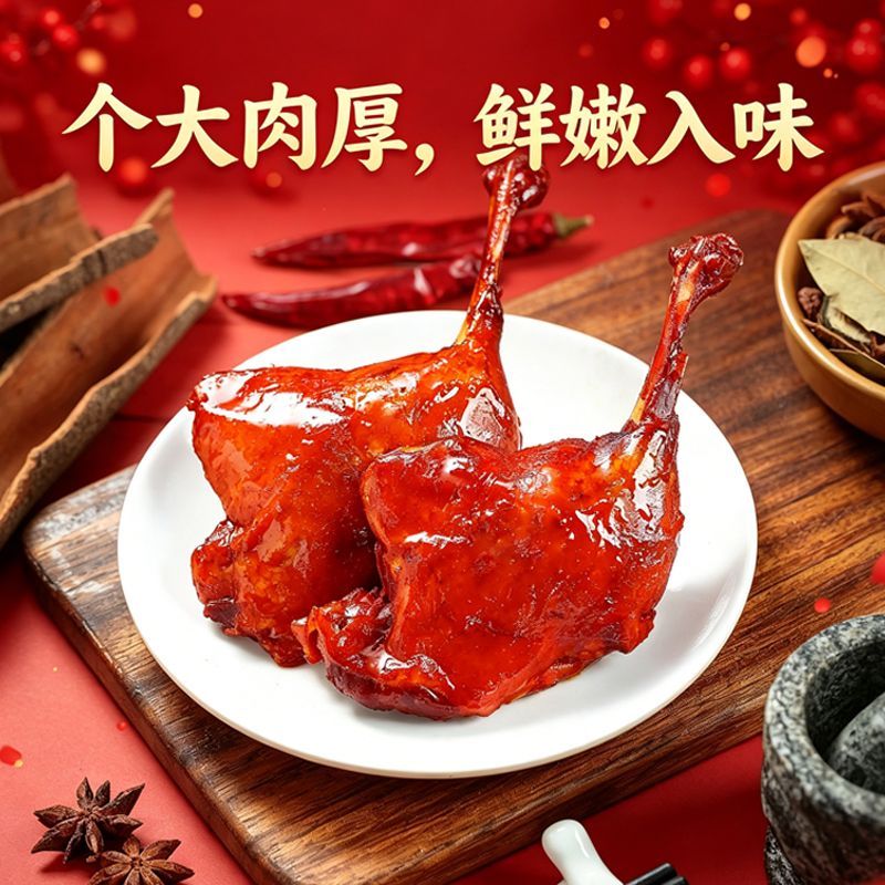 香辣盐焗大鸭腿酱香卤味麻辣鸭腿真空包装熟食即食下酒菜休闲零食