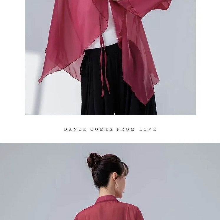 防晒衣夏新款宽松飘逸立领开衫中国风上衣舞台演出服练功服 图片 6