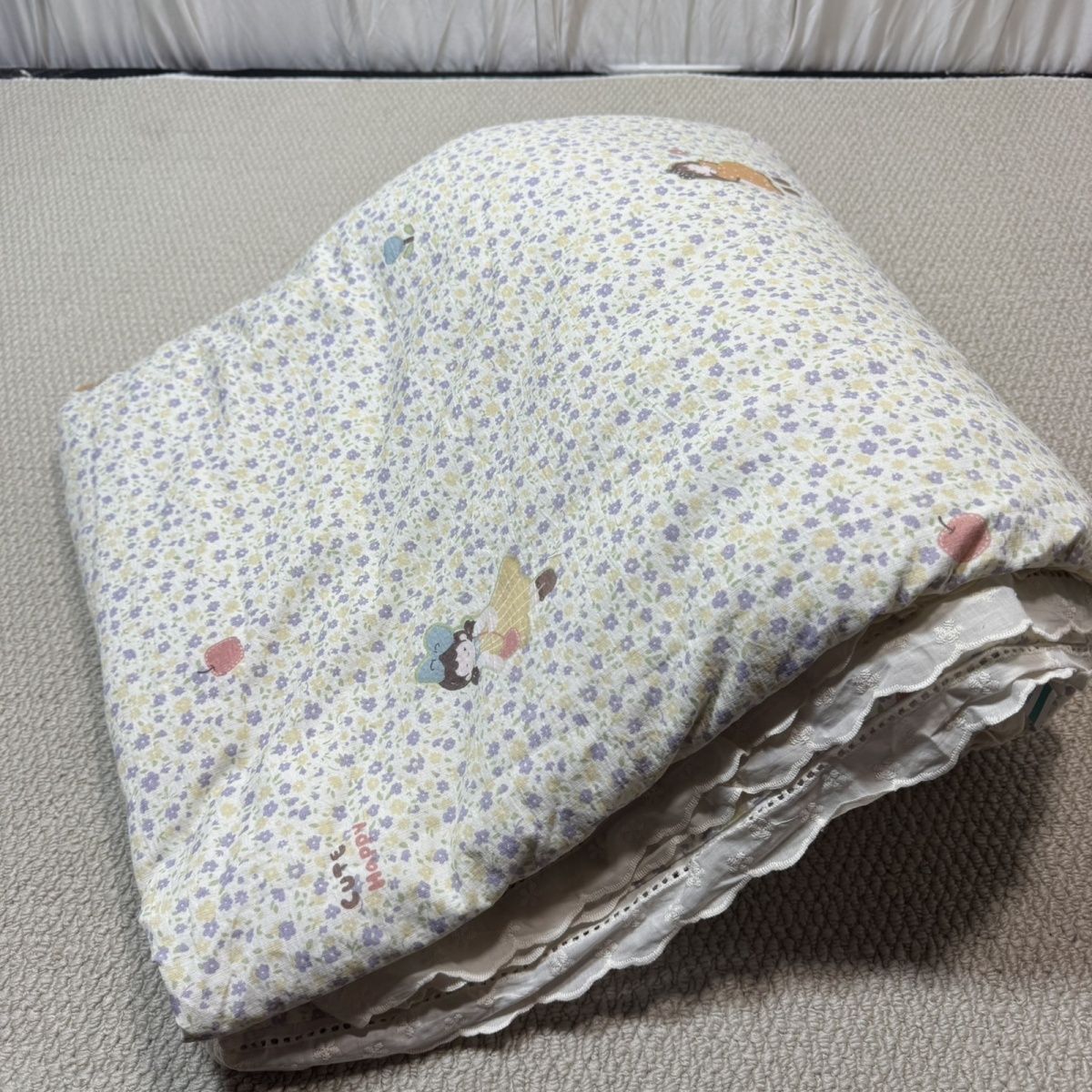 超美印花花边夏被四件套花边夏被四件套针织棉夏被四件套巨软a类