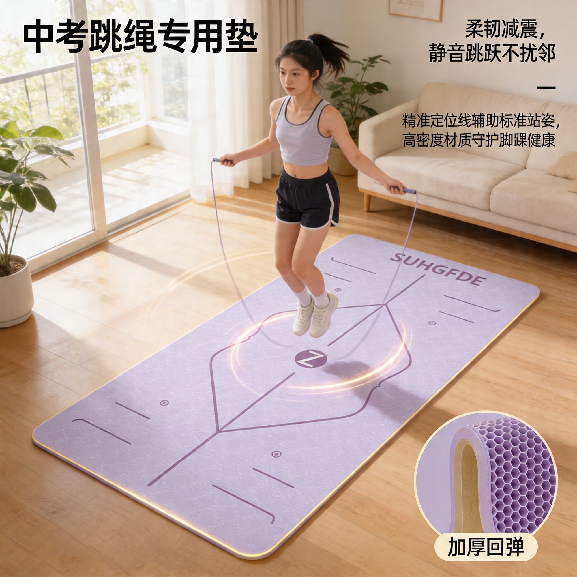女生专用瑜伽垫健身垫家用防滑减震静音加厚加宽隔音跳操垫子地垫