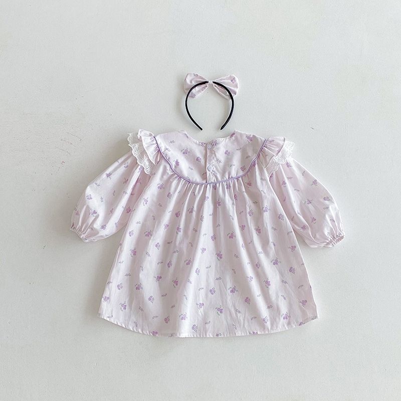 Baby Mädchen Langarm Strampler Mit Blumen Spitze Für Den Herbst_voghion.com