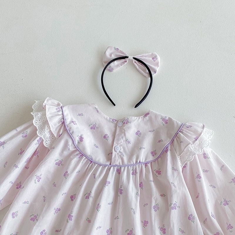 Baby Mädchen Langarm Strampler Mit Blumen Spitze Für Den Herbst_voghion.com
