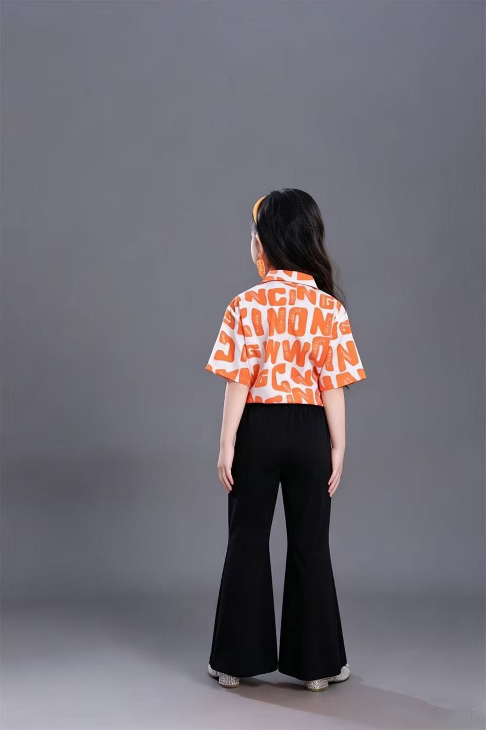 Conjunto de roupa retro para crianças calças boca de sino_voghion.com