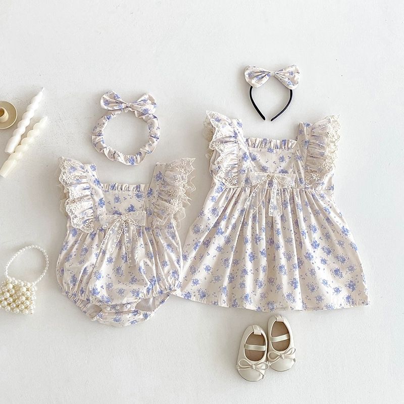 Barboteuse à fleurs pour bébé fille robe été style princesse_voghion.com