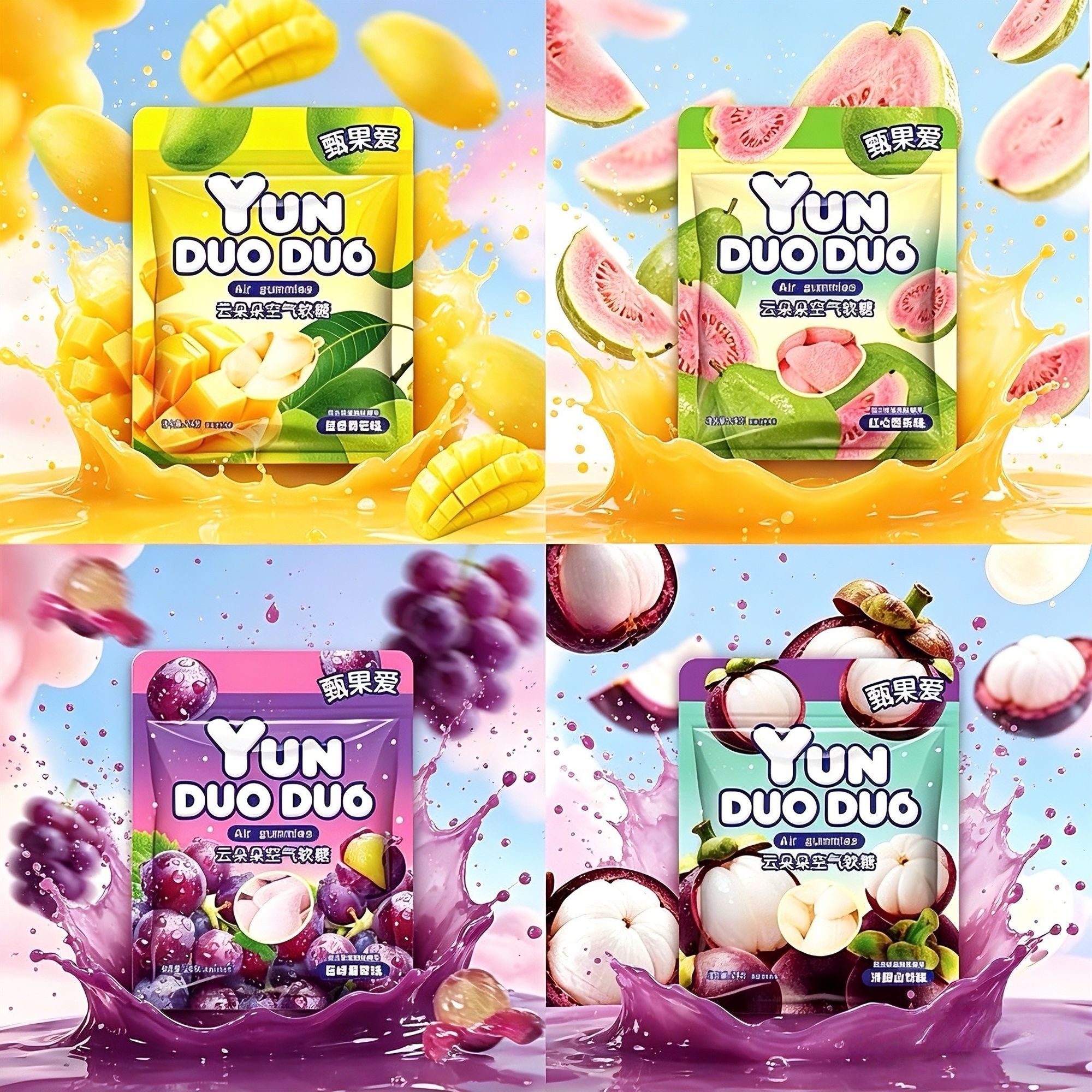 朵朵新品空气软糖芭乐山竹葡萄味袋装新款软
