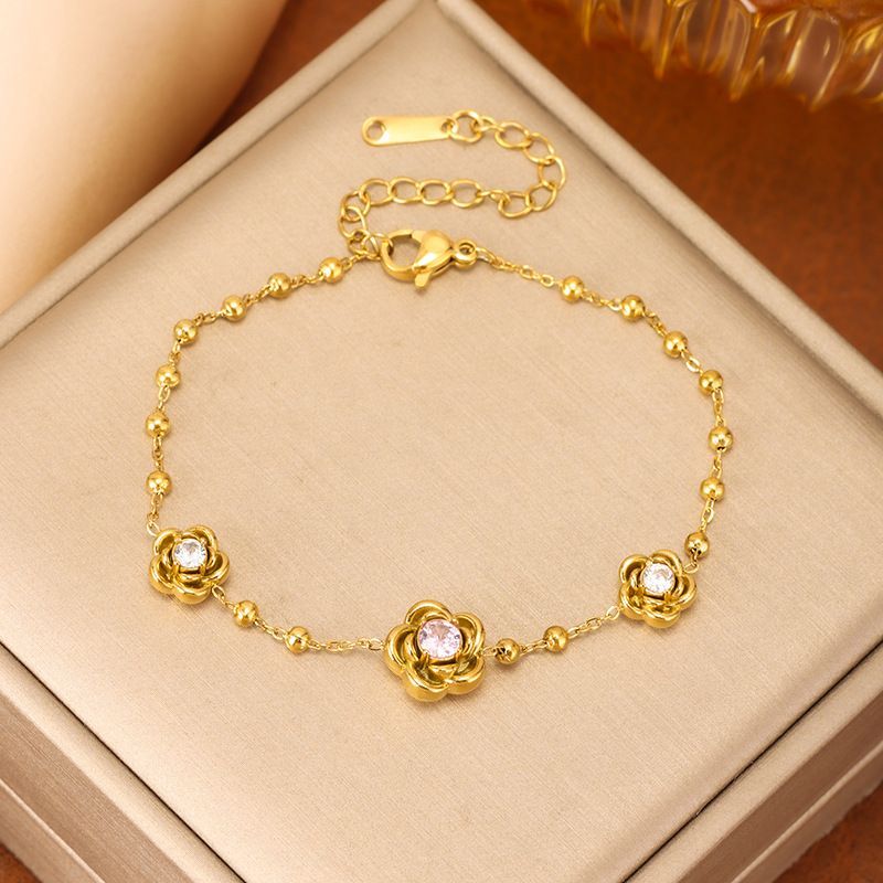 Elegant Iris Flower Bracelet High-end Designer Brushed Link Chain_voghion.com