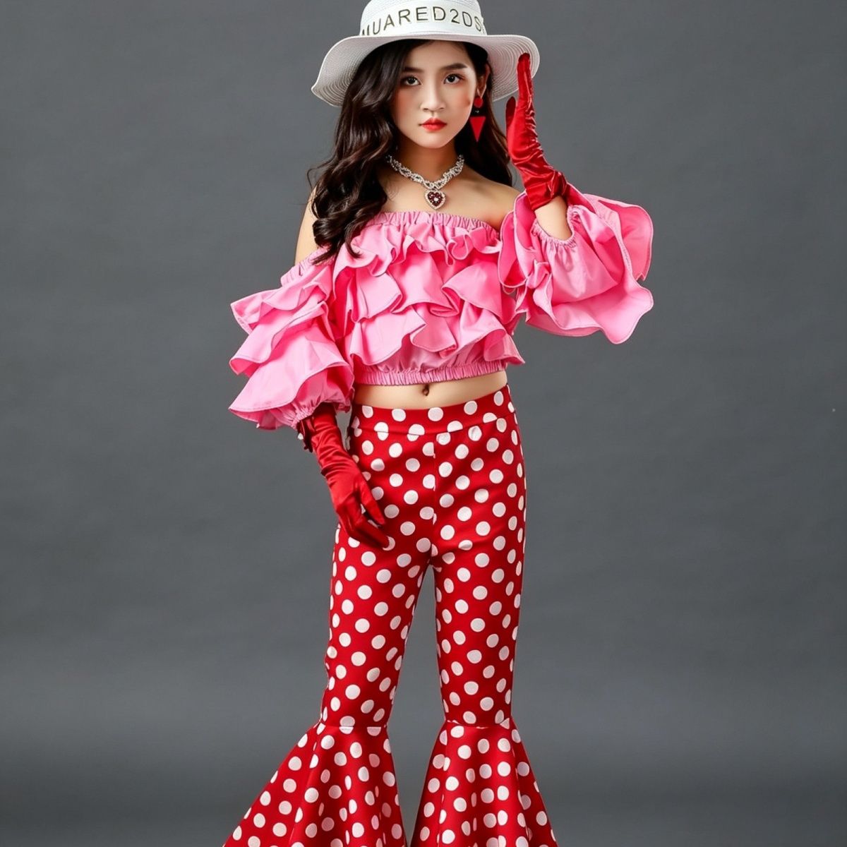 Mädchen Laufsteg Kostüm Set Retro Blumenhemd Outfit Für Kinder_voghion.com