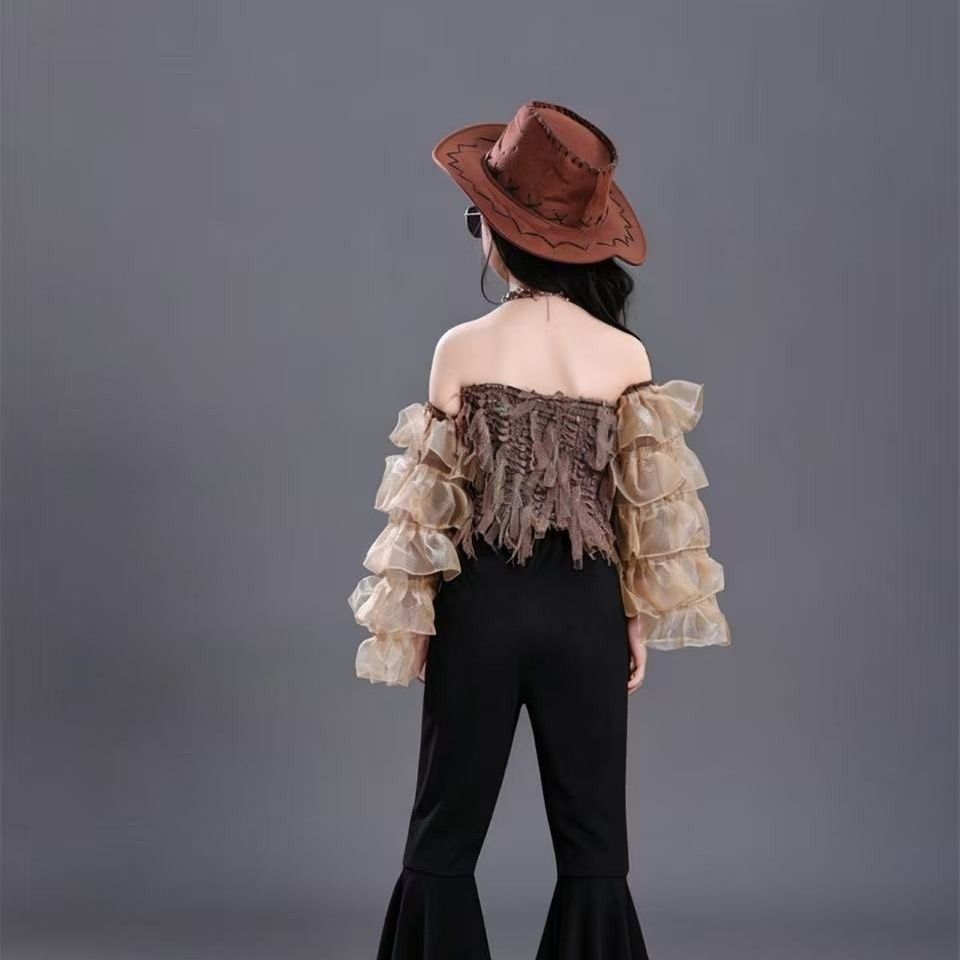 Retro Hong Kong Style Floral Shirt For Children's Day, Girls' Runway Show Costume, Toddler Flower Guardian Performance_voghion.com