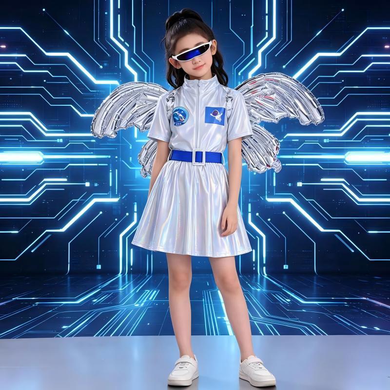 科技感儿童服装机器人衣服爵士舞幼儿园小学生宇航服亮片ai演出服 图片 8