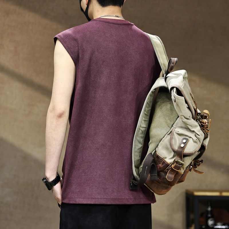 Baumwolle American Retro Tanktop Herren Für Den Sommer_voghion.com
