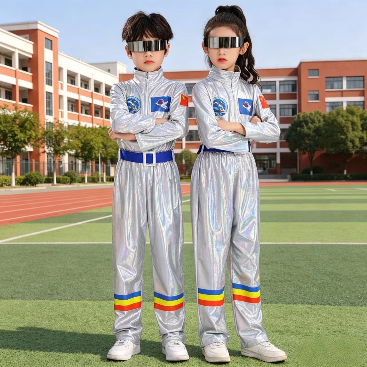 科技感儿童服装机器人衣服爵士舞幼儿园小学生宇航服亮片ai演出服 图片 6